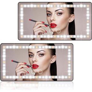Car Sun Visor Vanity Mirror,2 Pcs Rechargeable Makeup Mirrors with 3 Light Modes